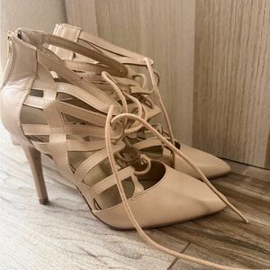 Charlotte Russe Nude Lace-Up Heels